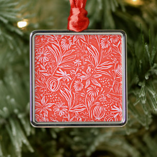 Favoriete bloemmotief, rood, metalen ornament