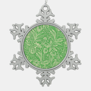 Favoriete bloempatroon in het groen tin sneeuwvlok ornament