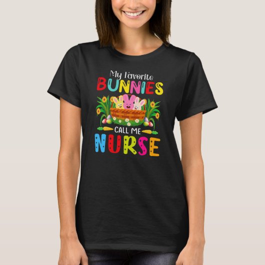 Favoriete Bunnies Easter Scrubs ER NICU PICU CNA L T-shirt (Voorkant)