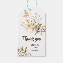 Favoriete cadeau label beige en bruine bloemen bab cadeaulabel