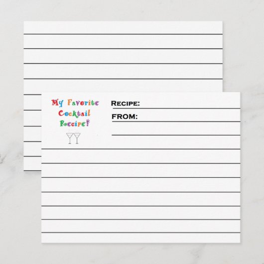 "Favoriete cocktail"-kaarten Briefkaart (Voorkant / Achterkant)