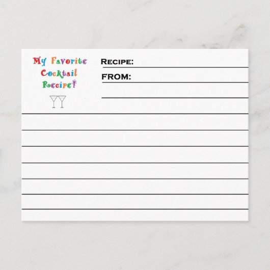 "Favoriete cocktail"-kaarten Briefkaart (Voorkant)