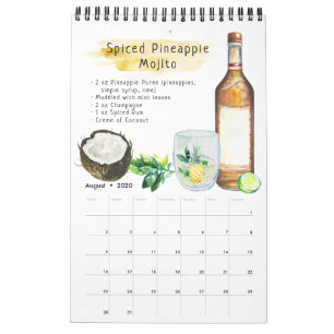 Favoriete cocktailrecepten   Aquarel geïllustreerd Kalender