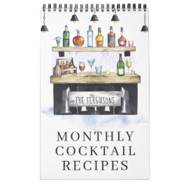 Favoriete cocktailrecipes | Waterverf geïllustreer Kalender