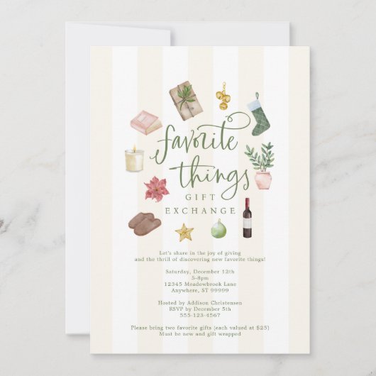 Favoriete dingen Cadeauuitwisseling Kerstfeest Kaart (Voorkant)