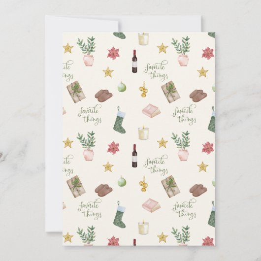 Favoriete dingen Cadeauuitwisseling Kerstfeest Kaart (Achterkant)