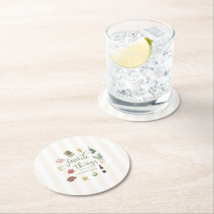 Favoriete dingen Cadeauuitwisseling Kerstfeest Ronde Kartonnen Onderzetter