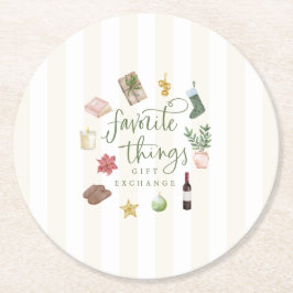 Favoriete dingen Cadeauuitwisseling Kerstfeest Ronde Kartonnen Onderzetter