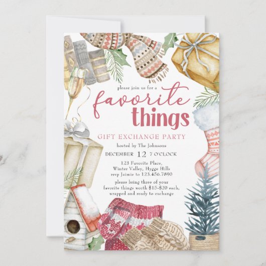 Favoriete Dingen Cozy kerstcadeau Exchange Party Kaart (Voorkant)