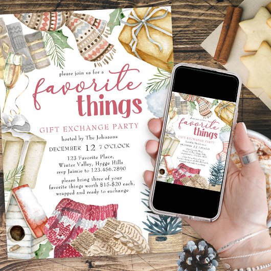 Favoriete Dingen Cozy kerstcadeau Exchange Party Kaart