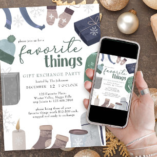 Favoriete Dingen Cozy Winter Gift Exchange Party Kaart