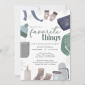Favoriete Dingen Cozy Winter Gift Exchange Party Kaart (Voorkant)