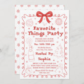 Favoriete Dingen Feest Rood Roze Strik Kerstmis Feestdagenkaart (Voorkant / Achterkant)