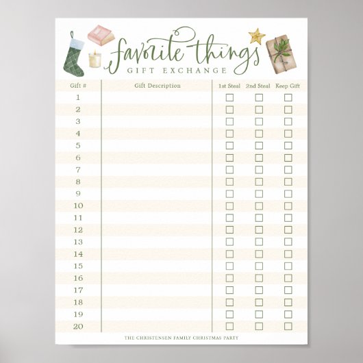 Favoriete dingen Gift Exchange Tracker Download Poster (Voorkant)