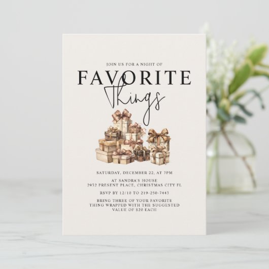 Favoriete dingen Gift Exchange Vakantie Party Kaart (Staand voorkant)