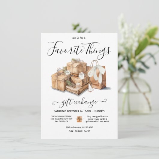 Favoriete Dingen Kerstcadeau-uitwisseling Kaart (Staand voorkant)