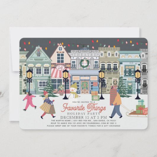 Favoriete dingen Kerstfeest in de stad Kaart (Voorkant)