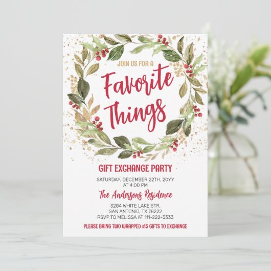 Favoriete Dingen Kerstmis Feest Kaart (Staand voorkant)