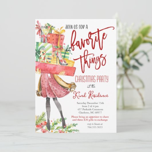 Favoriete Dingen Kerstmis uitnodiging (Staand voorkant)