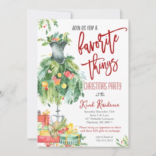 Favoriete Dingen Kerstmis uitnodiging (Voorkant)