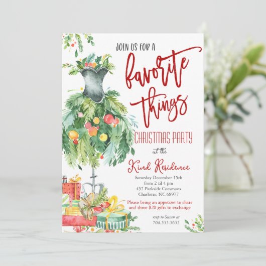 Favoriete Dingen Kerstmis uitnodiging (Staand voorkant)