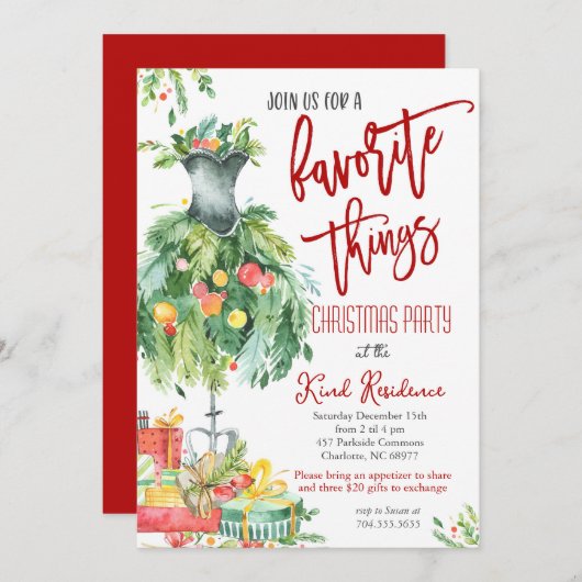 Favoriete Dingen Kerstmis uitnodiging (Voorkant / Achterkant)