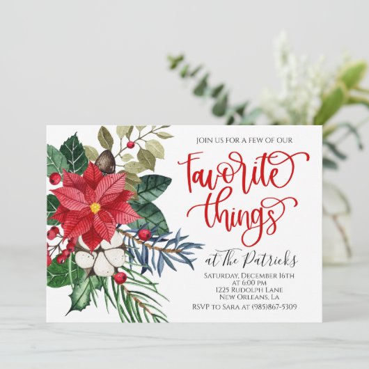 Favoriete dingen Kerstmis uitnodiging (Staand voorkant)