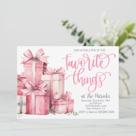 Favoriete Dingen Roze Feestuitnodiging Kaart (Staand voorkant)