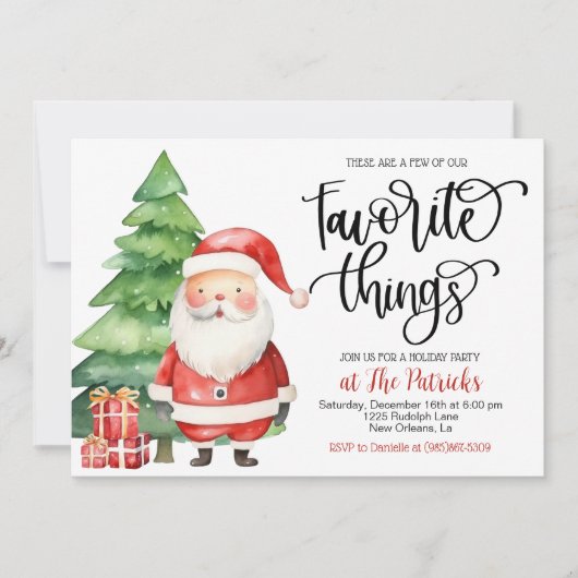 Favoriete dingen Santa Holiday Party Uitnodiging (Voorkant)