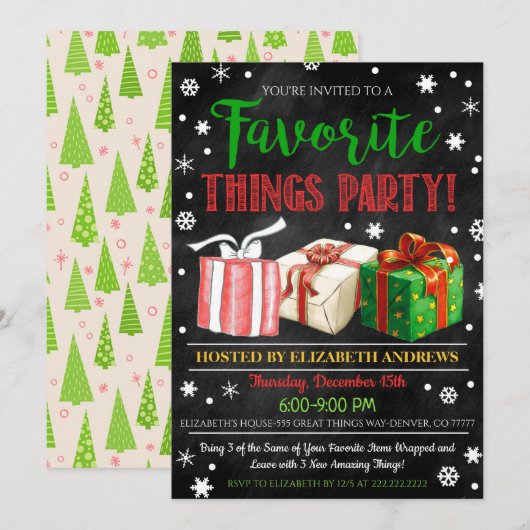 Favoriete dingen Uitnodiging voor een uitwisseling (Voorkant / Achterkant)