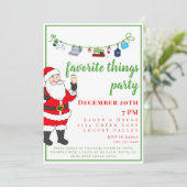 Favoriete dingen Vakantie Feest met Santa Champagn Kaart (Staand voorkant)