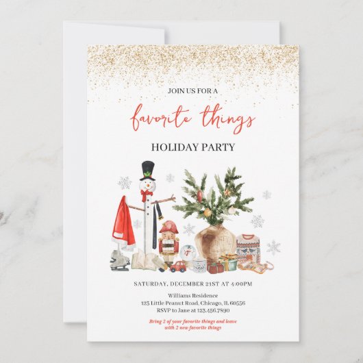 Favoriete dingen Vakantie Party Kaart (Voorkant)