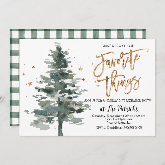 Favoriete dingen Vakantie Party uitnodiging (Voorkant / Achterkant)
