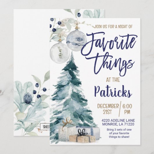 Favoriete dingen Vakantie Party uitnodiging (Voorkant / Achterkant)