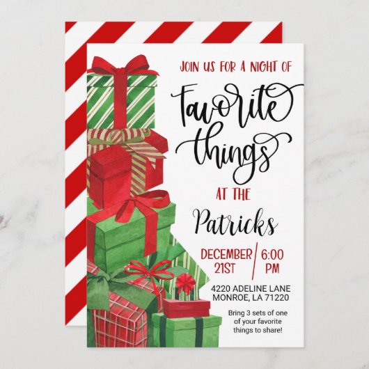 Favoriete dingen Vakantie Party uitnodiging (Voorkant / Achterkant)