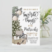 Favoriete dingen Vakantie Party uitnodiging (Staand voorkant)