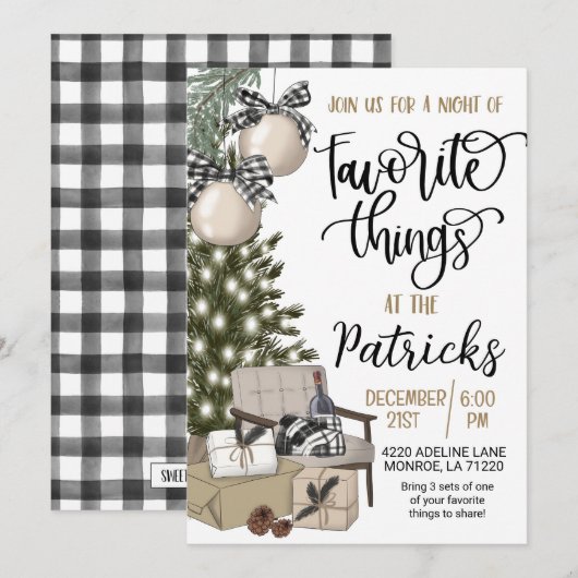 Favoriete dingen Vakantie Party uitnodiging (Voorkant / Achterkant)