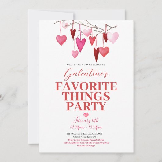 Favoriete Dingen Valentijn's Galentine's Party Kaart (Voorkant)