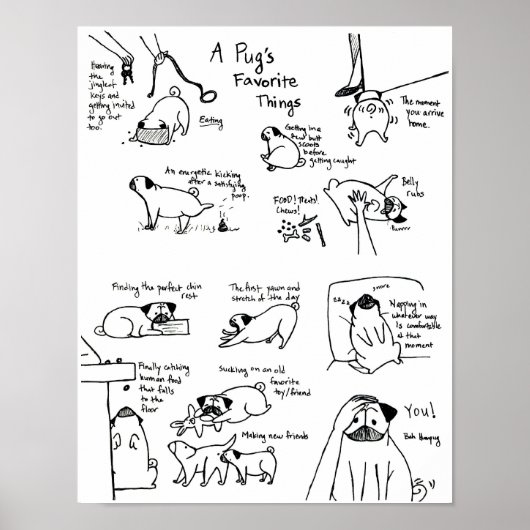 Favoriete dingen van een pug poster (Voorkant)