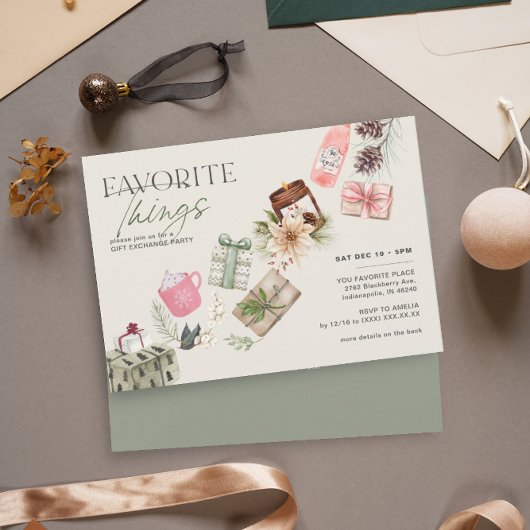 Favoriete Dingen Vriend Gift Exchange Holiday Part Kaart