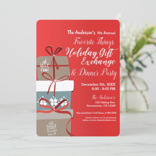 Favoriete Dingen Vrijdag cadeau Exchange Party Kaart (Staand voorkant)