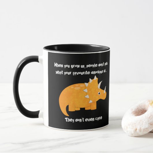 Favoriete Dinosaur Triceratops Funny Quote Mok (Met donut)