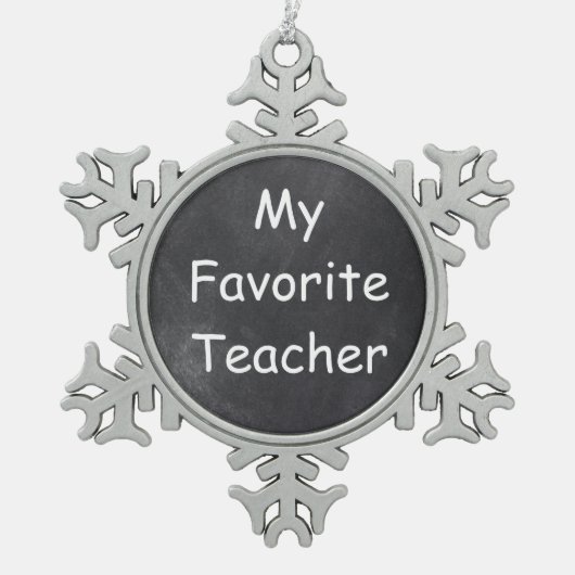 Favoriete docent-chalkboard-ontwerpcadeauidee tin sneeuwvlok ornament (Voorkant)
