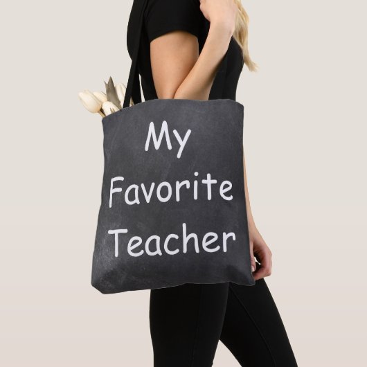 Favoriete docent-chalkboard-ontwerpcadeauidee tote bag (Dichtbij)
