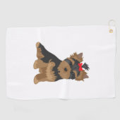 Favoriete Dog - Yorkshire Terrier Red bow Golfhanddoek (Horizontaal)