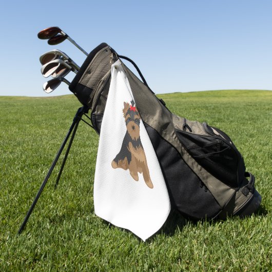 Favoriete Dog - Yorkshire Terrier Red bow Golfhanddoek (Groen)