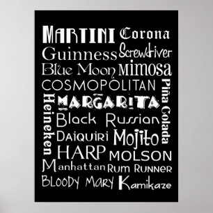 Favoriete Drinken Subway Art Poster