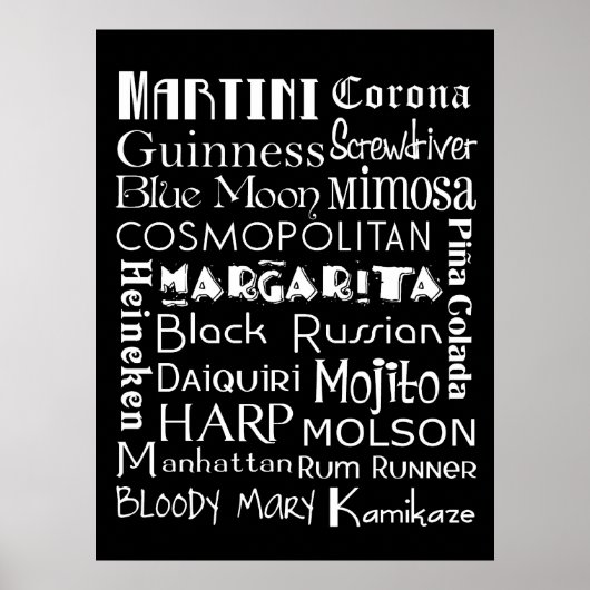 Favoriete Drinken Subway Art Poster (Voorkant)