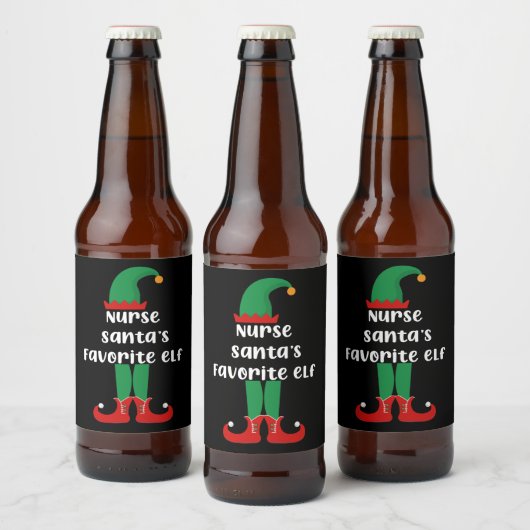 Favoriete Elf Funny Neurse Kerstmis Bier Etiket (Flessen)