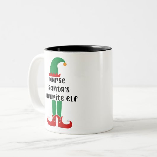 Favoriete Elf Funny Neurse Kerstmis Tweekleurige Koffiemok (Voorkant links)
